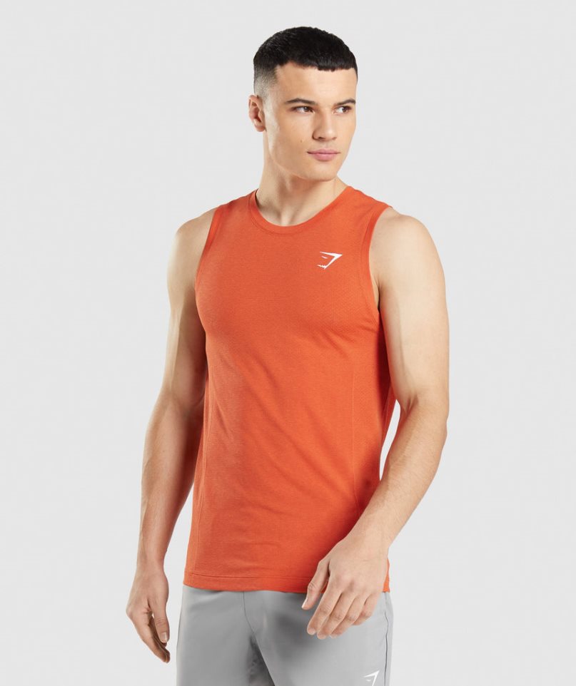 Men\'s Gymshark Vital Seamless Light Tanks Orange | NZ 1NYKJQ